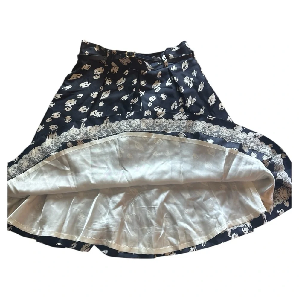 Kate Spade 100% Silk Blue Midi A-Line Pleated Skirt